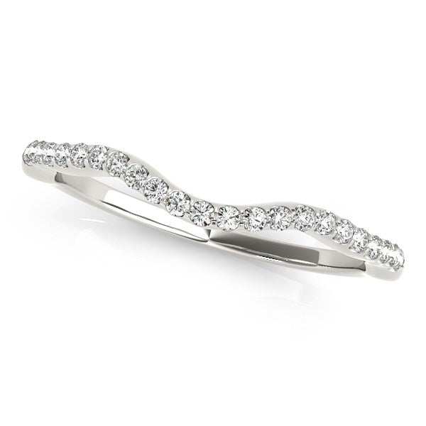 14K White Gold Curvy Style Wedding Ring with Round Diamonds (1/8 ct. tw.)