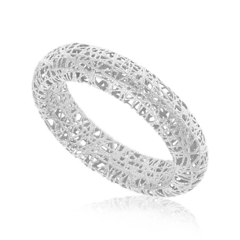 14K White Gold Wire Mesh Tube Style Ring