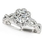 14K White Gold Flower Motif Split Shank Round Diamond Engagement Ring (1 5/8 ct. tw.)