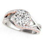 14K White And Rose Gold Bypass Open Shank Halo Diamond Engagement Ring (1 1/4 ct. tw.)