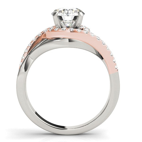 14K White And Rose Gold Bypass Open Shank Halo Diamond Engagement Ring (1 1/4 ct. tw.)