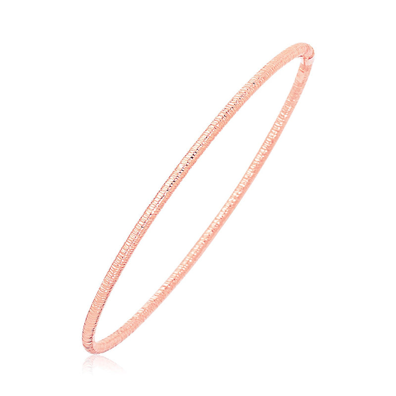 14K Rose Gold Thin Textured Stackable Bangle