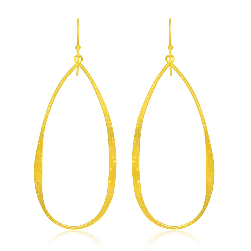 Sterling Silver Teardrop Shape Yellow Tone Stardust Dangling Earrings