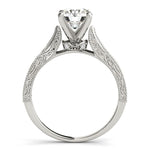 14K White Gold Round Pronged Antique Design Diamond Engagement Ring (1 5/8 ct. tw.)