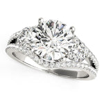 14K White Gold 3 Stone Split Pave Shank Round Diamond Engagement Ring (2 3/4 ct. tw.)