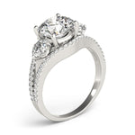 14K White Gold 3 Stone Split Pave Shank Round Diamond Engagement Ring (2 3/4 ct. tw.)