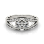 Two Stone Split Shank Design Diamond Ring in 14K White Gold (3/4 ct. tw.)