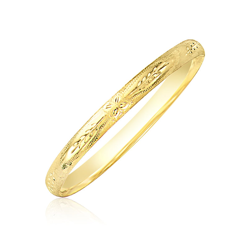 10K Yellow Gold Diamond Cut Florentine Style Bangle