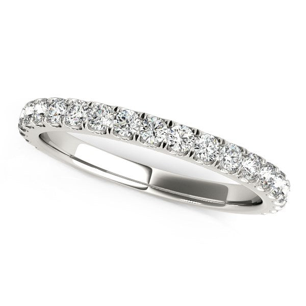 14K White Gold Round Pave Setting Diamond Wedding Band (3/8 ct. tw.)