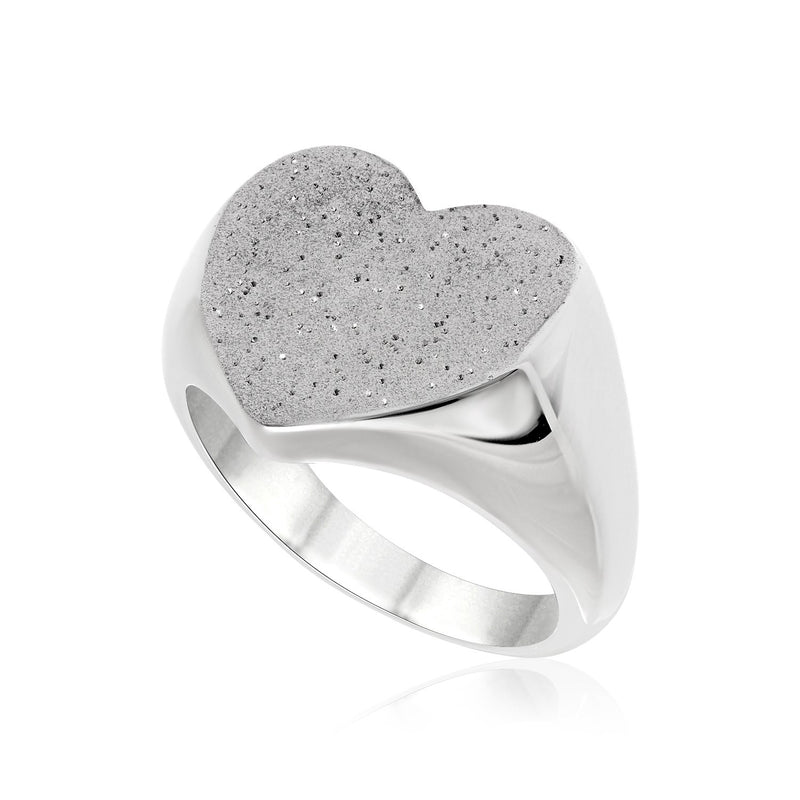 Sterling Silver Heart Design Stardust Ring