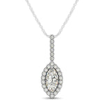 Marquis Shape Diamond Halo Pendant in 14K White Gold (2/3 ct. tw.)