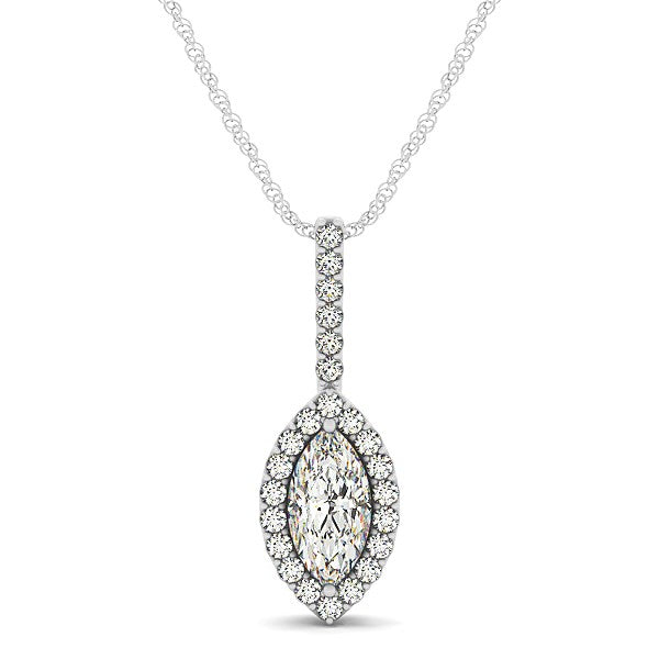 Marquis Shape Diamond Halo Pendant in 14K White Gold (2/3 ct. tw.)