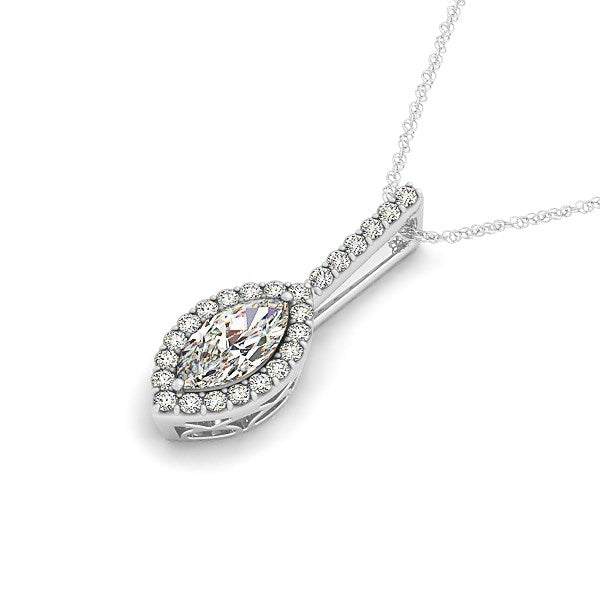 Marquis Shape Diamond Halo Pendant in 14K White Gold (2/3 ct. tw.)