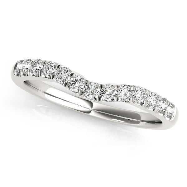 14K White Gold Diamond Curved Design Wedding Band (1/4 ct. tw.)