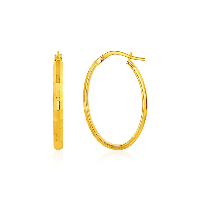 Shiny Oval Hoop Earrings in 10K Yellow Gold