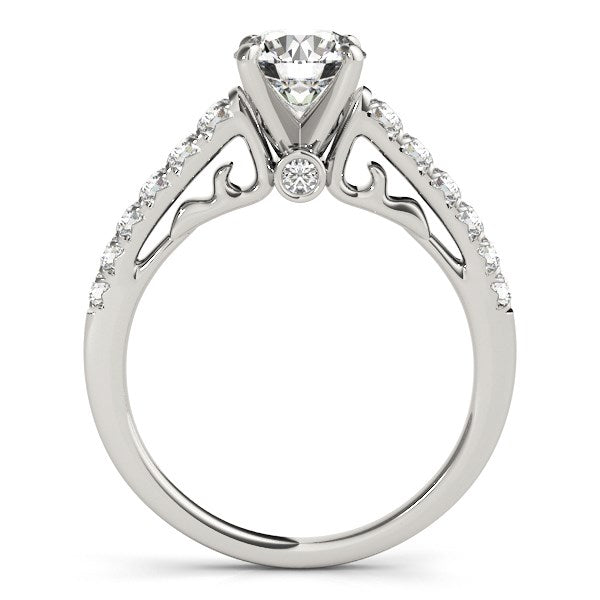 14K White Gold Scalloped Single Row Band Round Diamond Engagement Ring (1 3/8 ct. tw.)