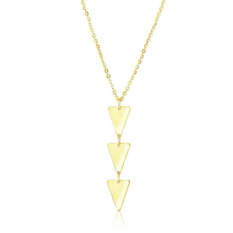 14K Yellow Gold Pendant with 3-Layer Triangle Design