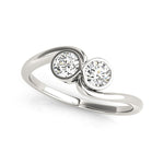 14K White Gold Bezel Set Curved Band Two Stone Diamond Ring (1/2 ct. tw.)