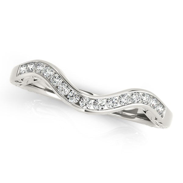 14K White Gold Curved Diamond Wedding Ring (1/10 ct. tw.)