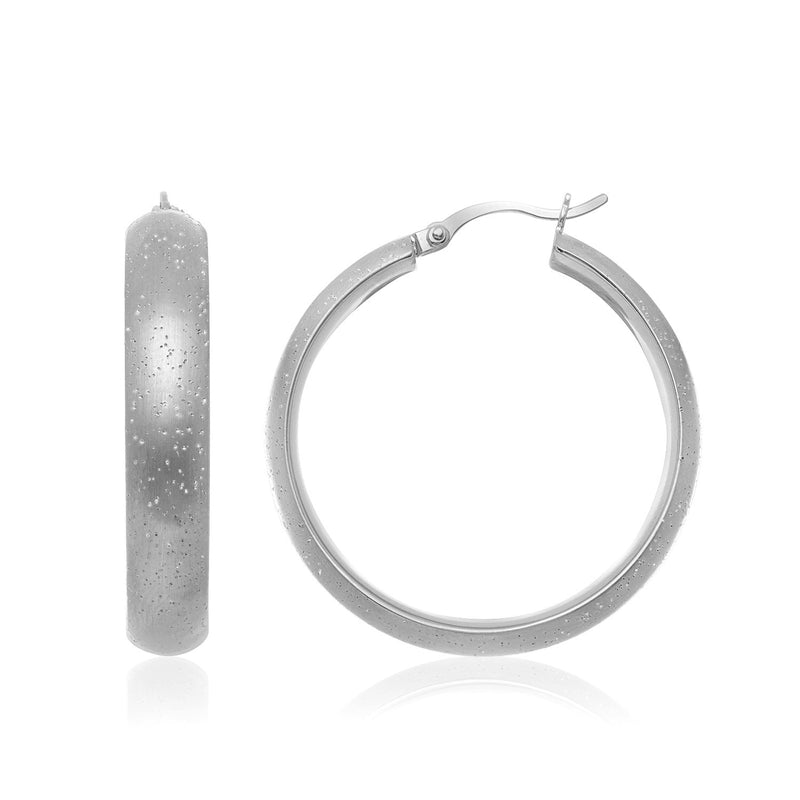 Sterling Silver Stardust Round Shape Hoop Earrings