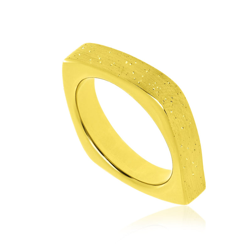 Sterling Silver Yellow Tone Stardust Square Form Ring