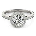 14K White Gold Round Diamond Engagement Ring with Pave Set Halo (1 1/2 ct. tw.)