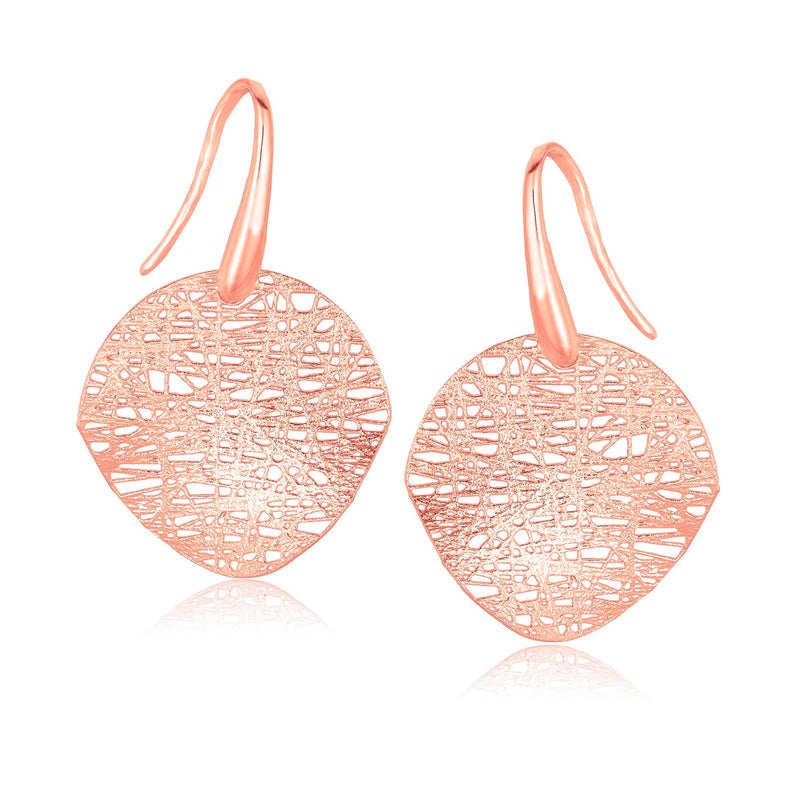 14K Rose Gold Fancy Textured Weave Earrings