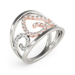 Heart Motif Filigree Style Diamond Ring in 14K White And Rose Gold (1/4 ct. tw.)