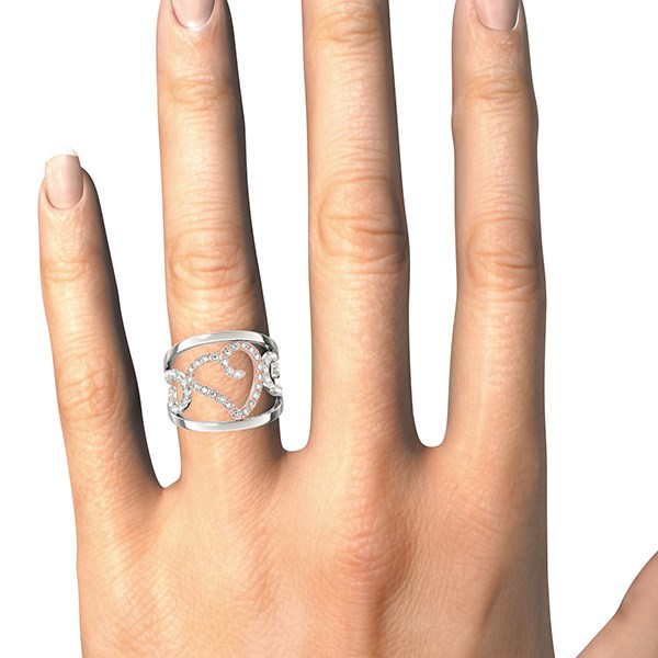 Heart Motif Filigree Style Diamond Ring in 14K White And Rose Gold (1/4 ct. tw.)