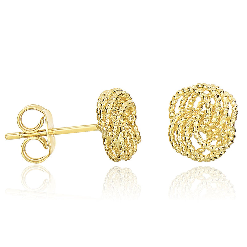 14K Yellow Gold Textured Finish Love Knot Style Earrings