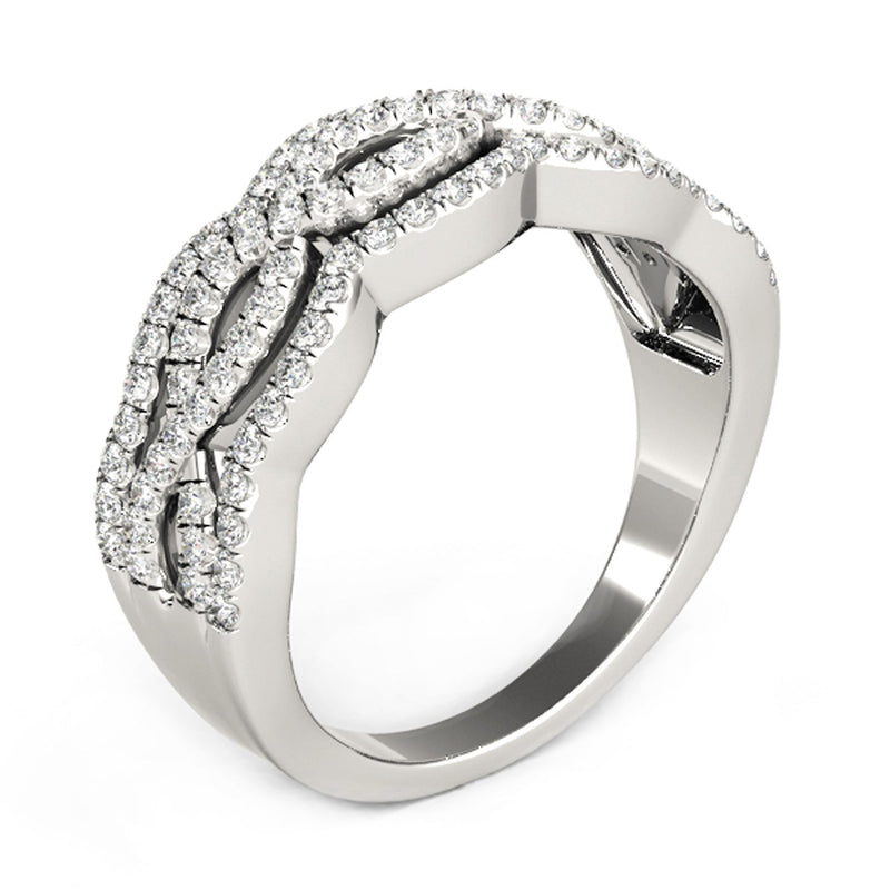 Diamond Studded Ring with Four Curves in 14K White Gold (5/8 ct. tw.)