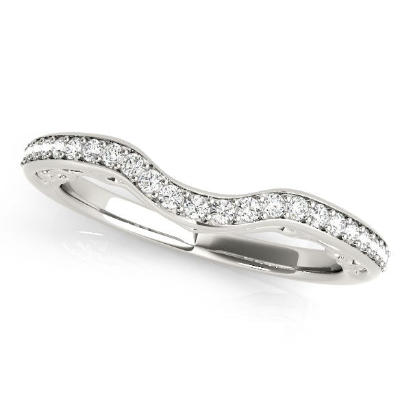 14K White Gold Prong Set Curved Diamond Wedding Ring (1/6 ct. tw.)