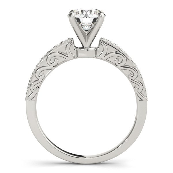 14K White Gold Antique Style Pronged Round Diamond Engagement Ring (1 1/8 ct. tw.)