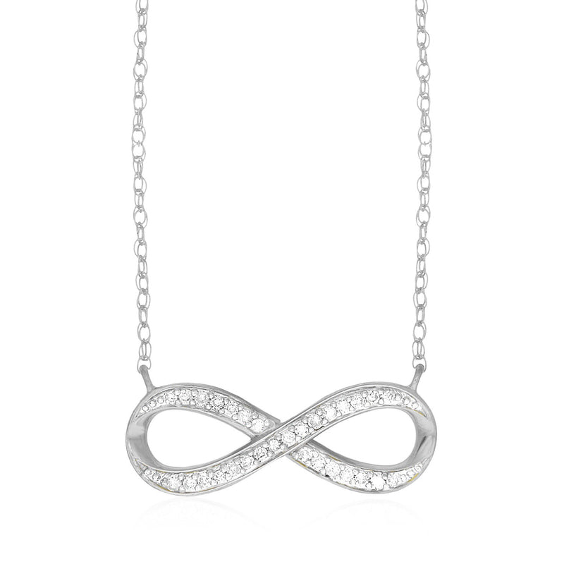 14K White Gold Infinity Chain Necklace with Diamonds