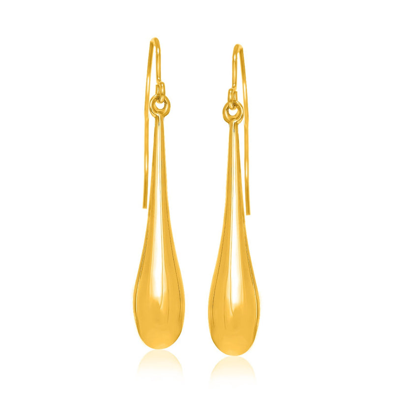 Fancy Puffed Teardrop Polished Earrings in 10K Yellow Gold