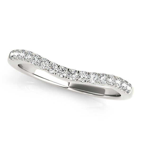 14K White Gold Curvy Style Pave Set Diamond Wedding Band (1/5 ct. tw.)