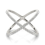 14K White Gold X Style Thin Ring with Diamonds (1/2 ct. tw.)