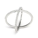 14K White Gold X Style Thin Ring with Diamonds (1/2 ct. tw.)