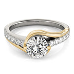 14K Two-Tone Gold Curved Split Shank Style Round Diamond Engagement Ring (1 1/4 ct. tw.)