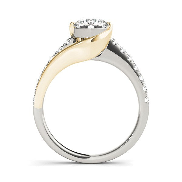 14K Two-Tone Gold Curved Split Shank Style Round Diamond Engagement Ring (1 1/4 ct. tw.)