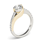 14K Two-Tone Gold Curved Split Shank Style Round Diamond Engagement Ring (1 1/4 ct. tw.)