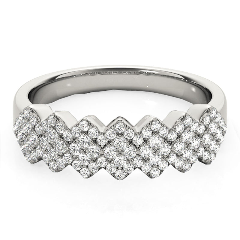 Diamond Studded Wide Multi-Diagonal Pattern Ring in 14K White Gold (5/8 ct. tw.)