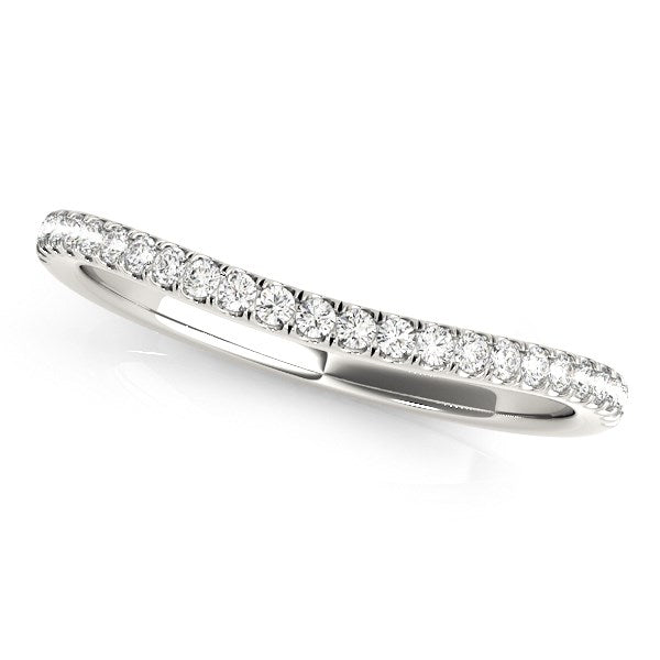 14K White Gold Pave Setting Style Curved Wedding Band (1/10 ct. tw.)