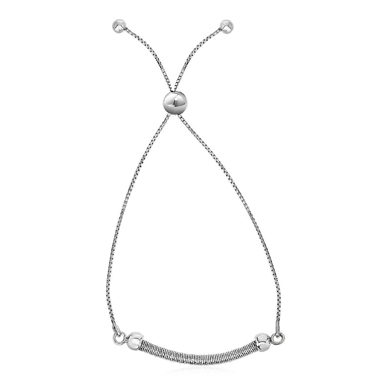 Textured Adjustable Draw String Bracelet in Sterling Silver