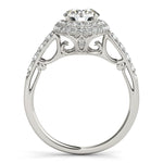 14K White Gold Double Halo Style Round Diamond Engagement Pave Shank Ring (1 1/2 ct. tw.)