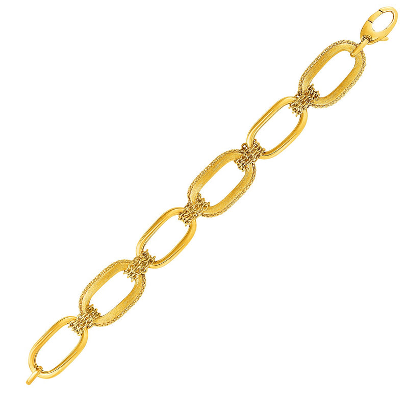 14K Yellow Gold Link and Cable Chain Bracelet