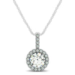 14K White Gold Diamond Halo Round Style Pendant (5/8 ct. tw.)