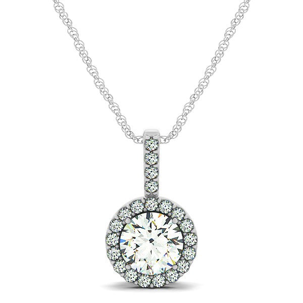 14K White Gold Diamond Halo Round Style Pendant (5/8 ct. tw.)