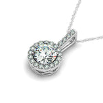 14K White Gold Diamond Halo Round Style Pendant (5/8 ct. tw.)