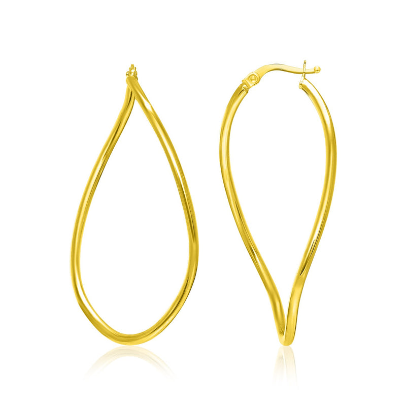 14K Yellow Gold Oval Twisted Hoop Earrings